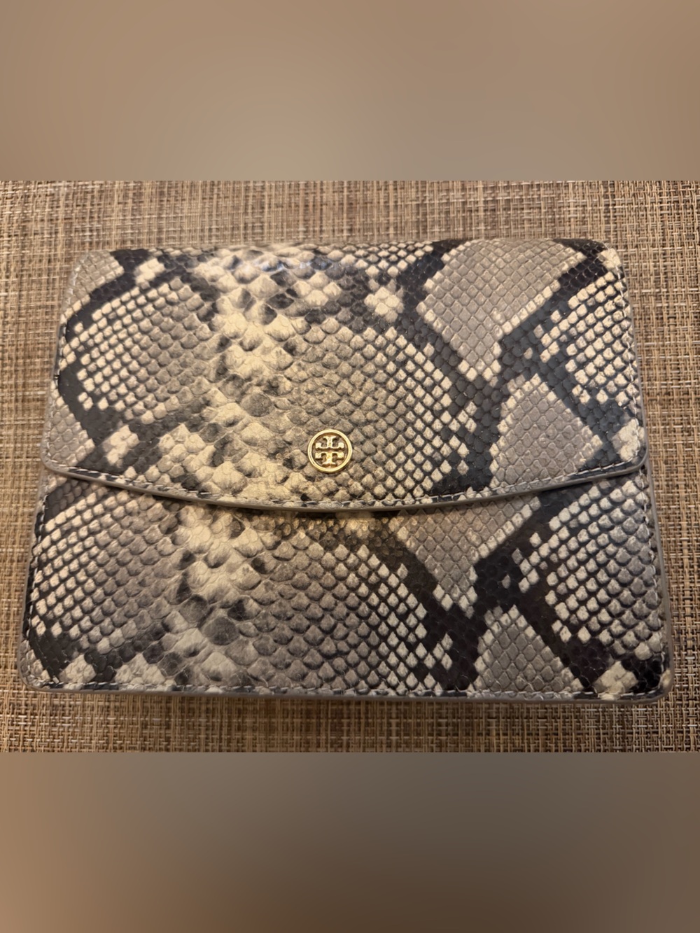Tory Burch Snakeskin Print Shoulder Bag | Gold Chain Strap